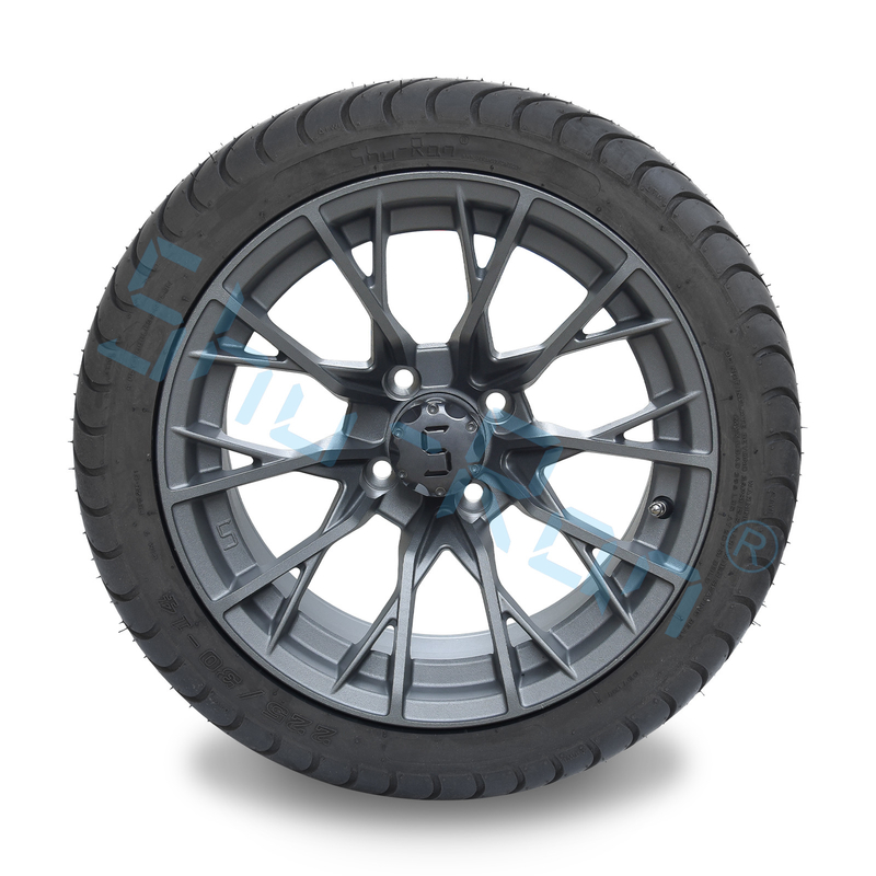 Оптовая продажа 14' Gunmetal Finished Alloy Golf Cart Wheels, ATV UTV 225/30-14 Street Tubeless Tires с ремнями
