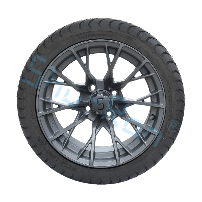 Оптовая продажа 14' Gunmetal Finished Alloy Golf Cart Wheels, ATV UTV 225/30-14 Street Tubeless Tires с ремнями