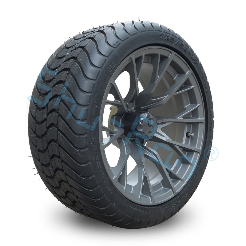 Оптовая продажа 14' Gunmetal Finished Alloy Golf Cart Wheels, ATV UTV 225/30-14 Street Tubeless Tires с ремнями