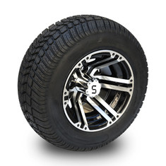 10' Golf Cart Rim And 205/50-10 DOT Street Tire Assembly - обработанный/блестящий черный