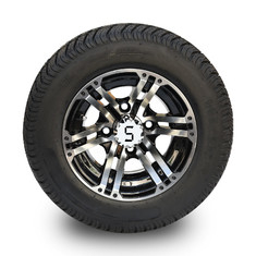 10' Golf Cart Rim And 205/50-10 DOT Street Tire Assembly - обработанный/блестящий черный